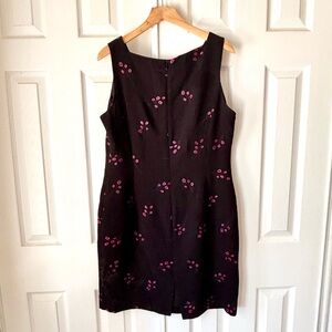 Vintage Jones New York Women’s Black Embroidered Floral Dress Sz 14 Y2K 90’s